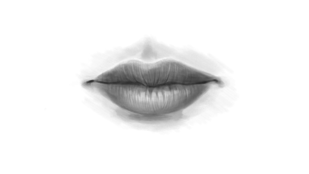 Finished shaded drawing of lips