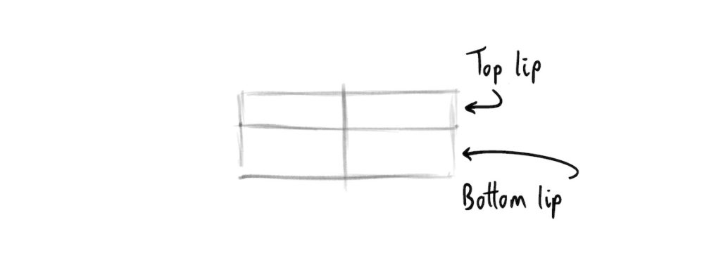 Sketch showing horizontal rectangle with a cross section